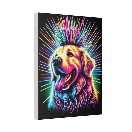 Neon Golden Retriever Portrait Canvas Stretched, 0.75"